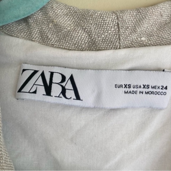 Zara Oversized Lagenlook Double Breasted Linen Blazer Jacket Oatmeal Size XS - Picture 12 of 16